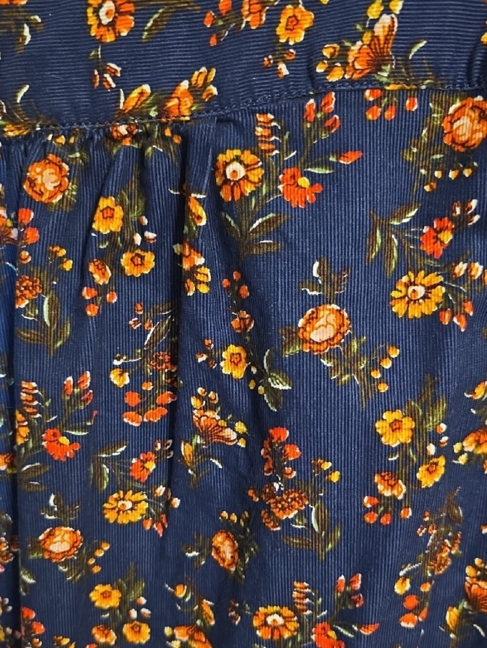 Talbots Navy Floral Corduroy Long Sleeve Blouse Tunic - Picture 7 of 7